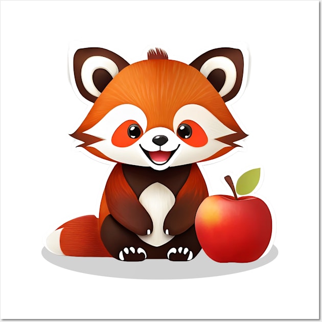 Red Panda Apple Wall Art by Places & People